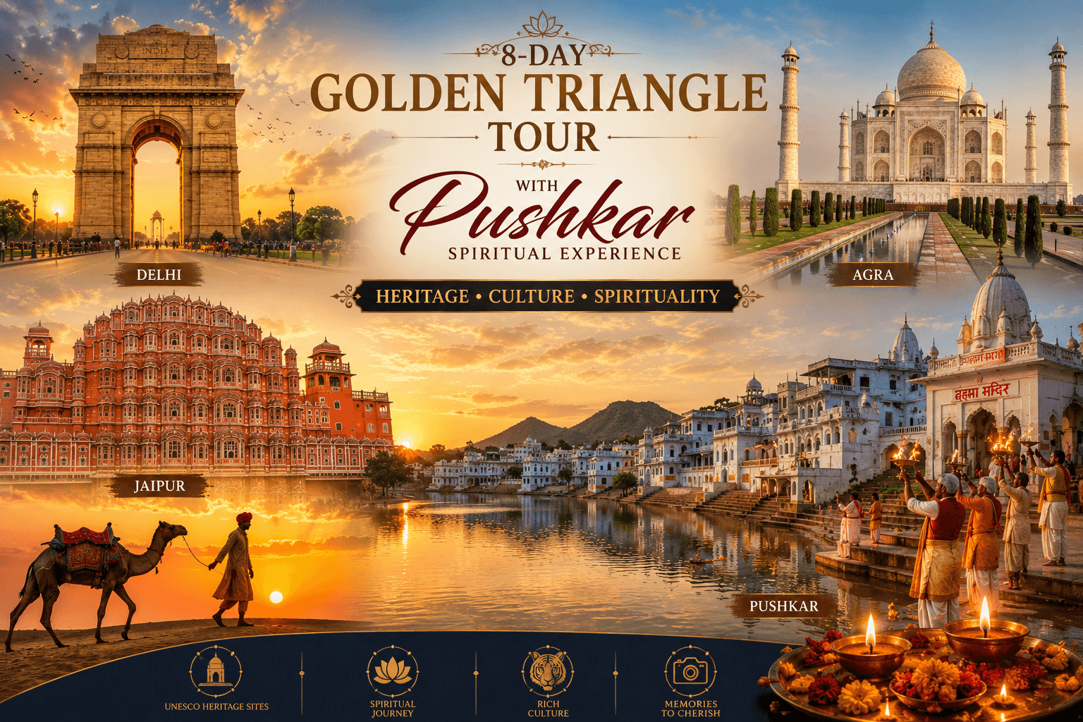 8-Day Golden Triangle Tour with Pushkar Spiritual Experience